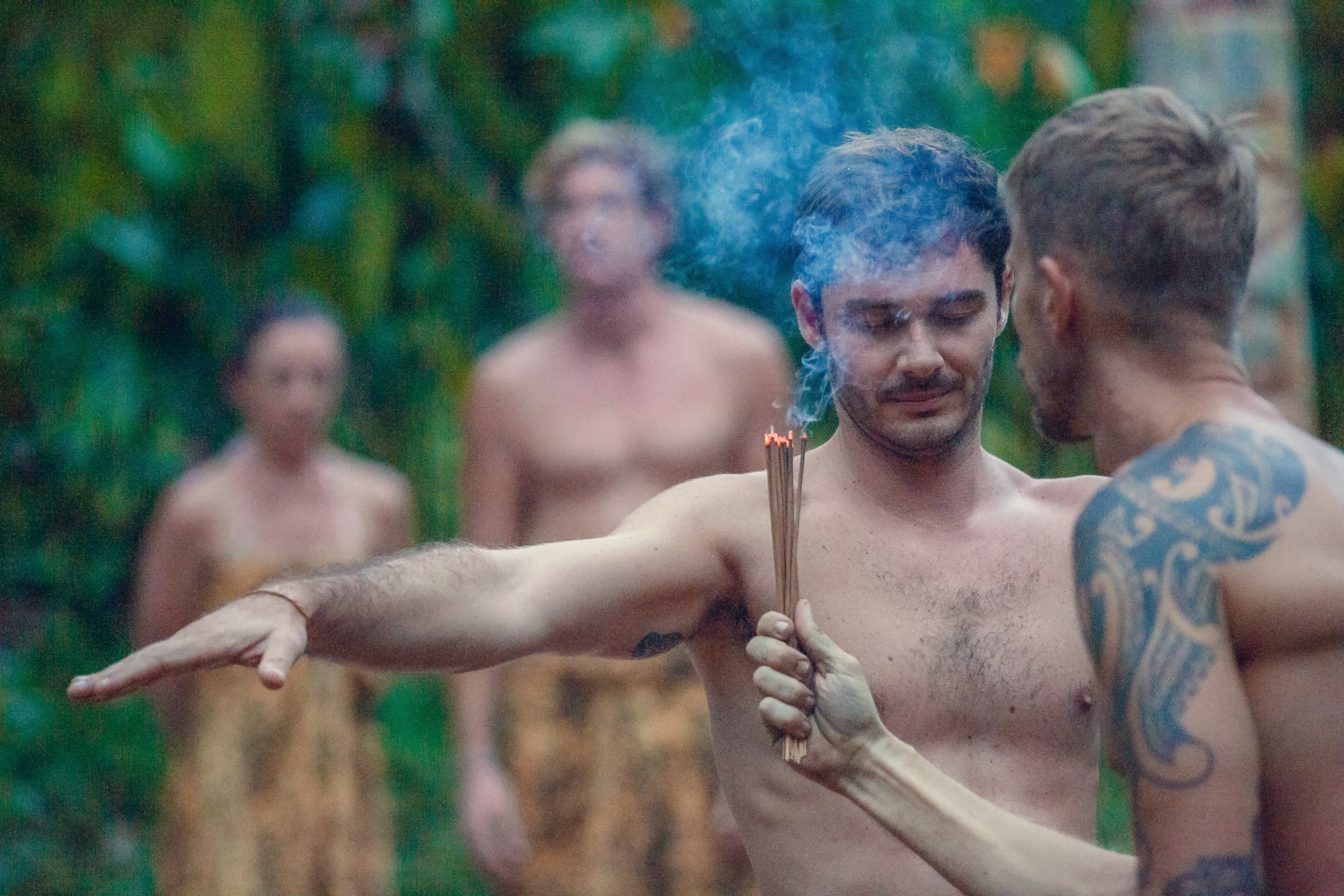 Copal incense purifiction therapy ritual before Mayan Temazcal indigenous-inspired ceremony